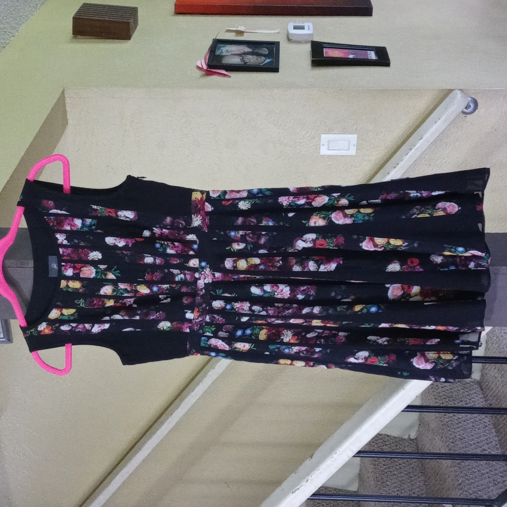 Adrianna Papell Semi Sheer Floral Flowing Mini Dress Women's Size 4P